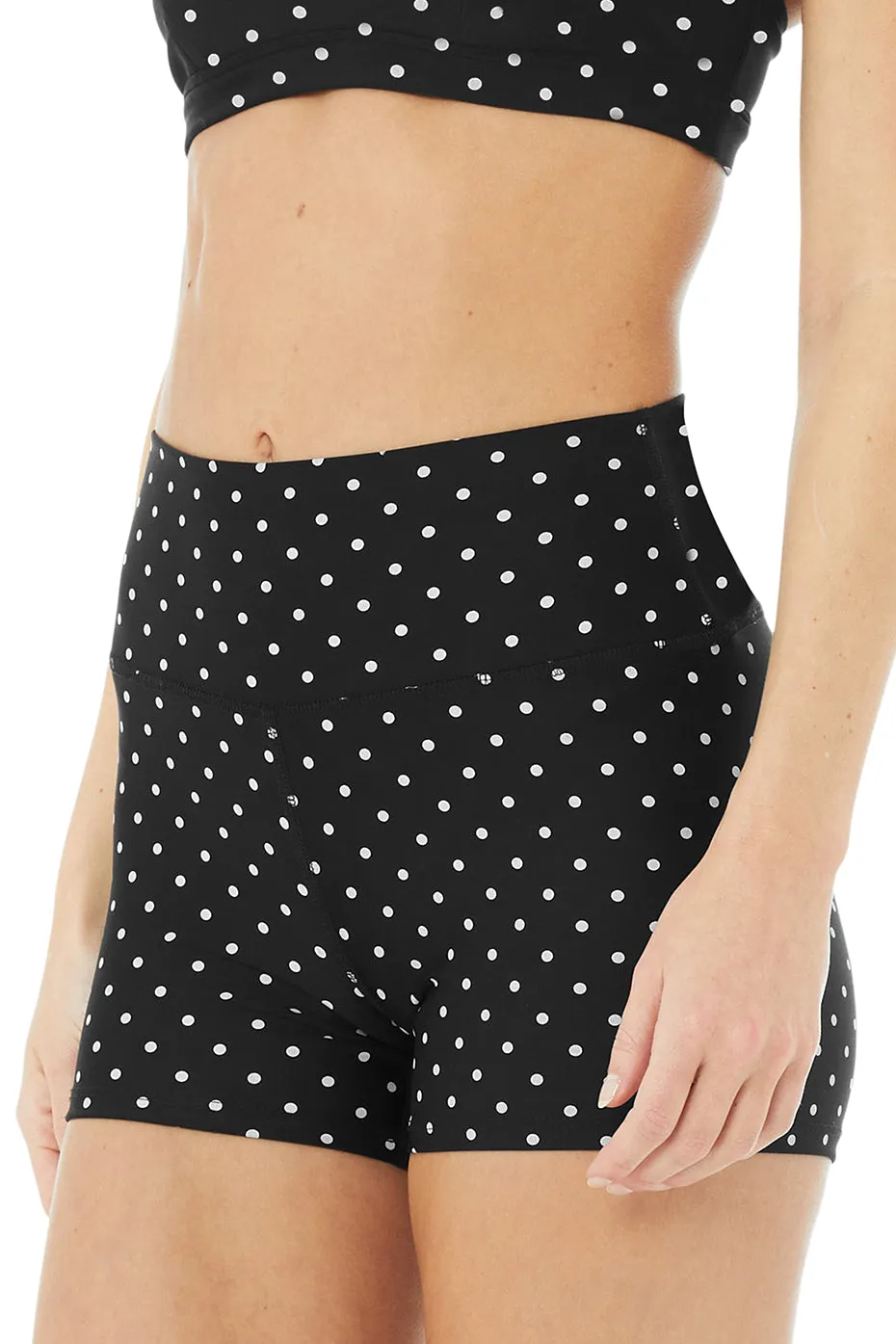 3" Airlift High-Waist Polka Dot Short - Black/White