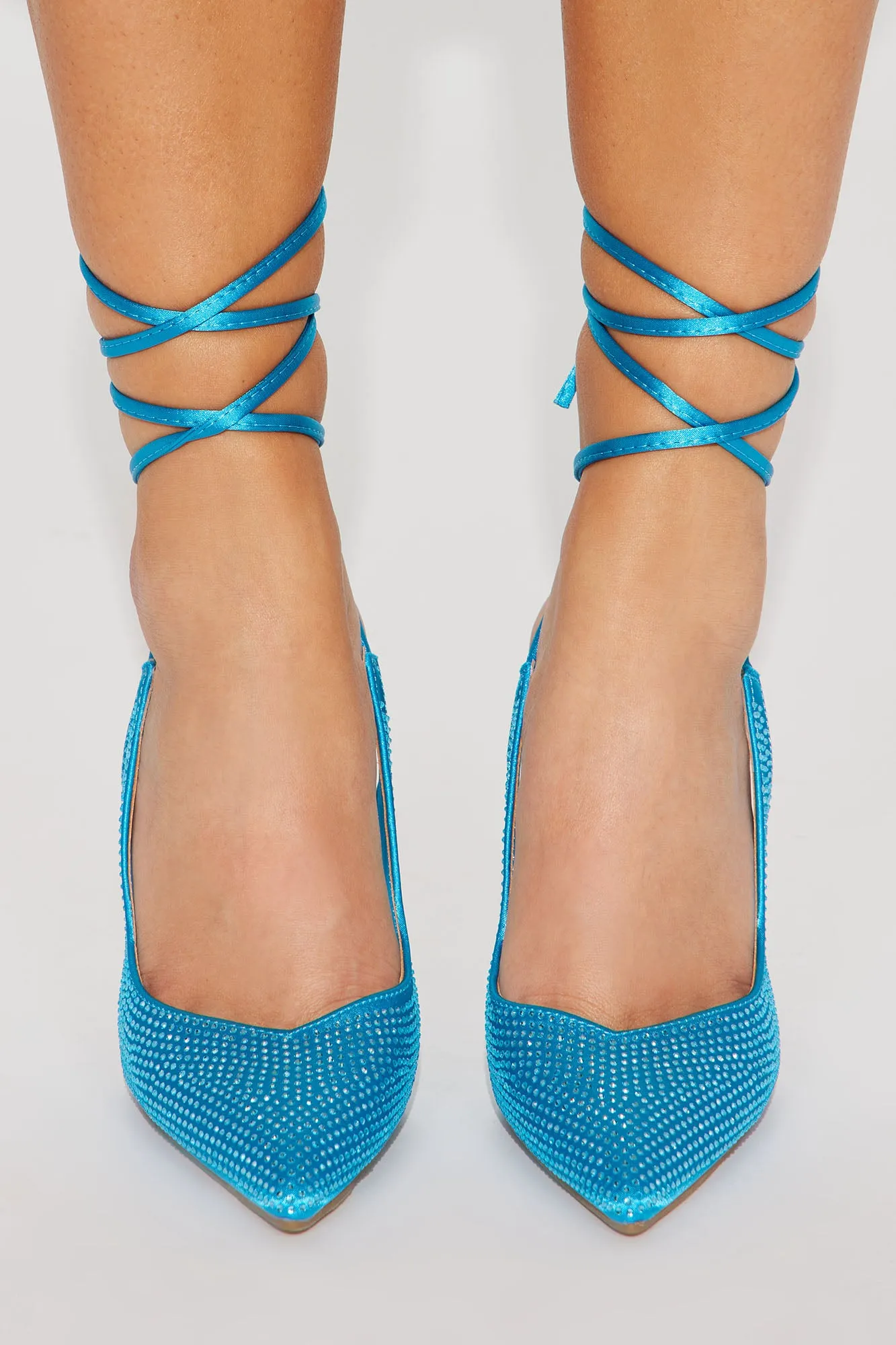 Adina Embellished Wrap Up Pumps - Blue
