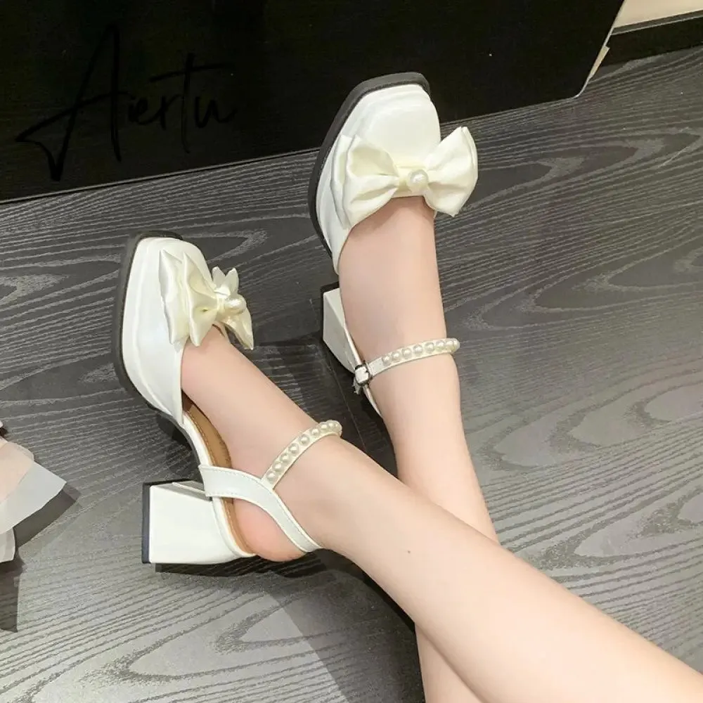 Aiertu  New Women Fashion High Heels Womens Spring Korean Style Versatile Closed Toe Sandals Mary Jane Chunky Heel Pumps