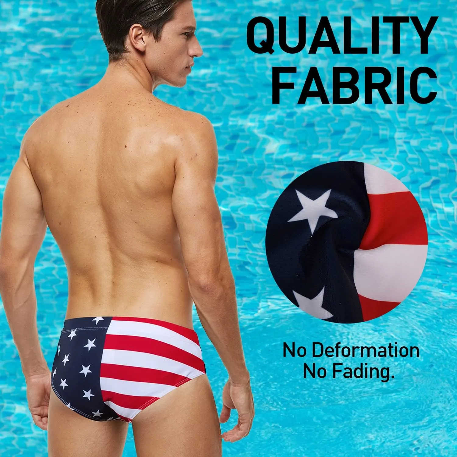 Arcweg Men's Swimming Trunks Briefs Low Waist with Removable Pad Swimwear Elastic Beach Shorts Boxers Underwear