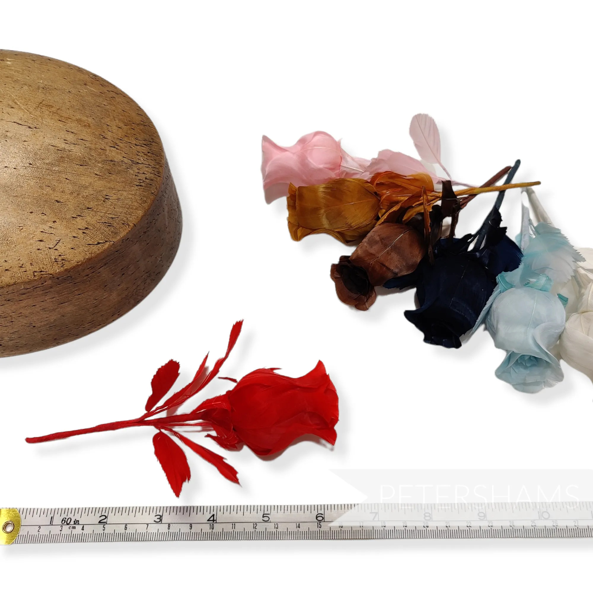 'Belle' Goose Feather Rosebud Flower Hat Mount