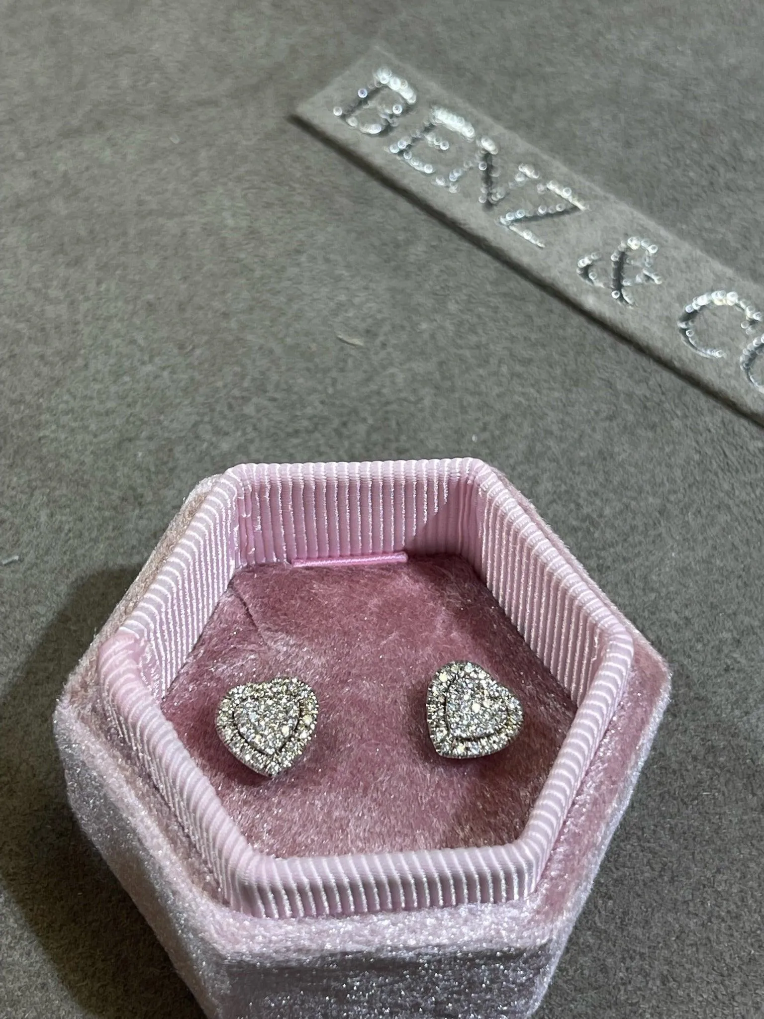 Big Heart Shaped Diamond Cluster Earrings