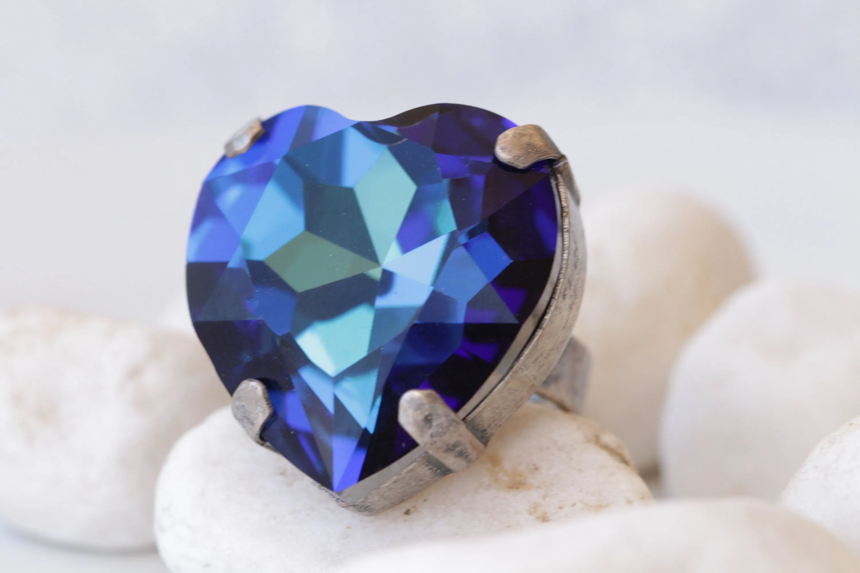 Blue Royal Heart Shaped Ring