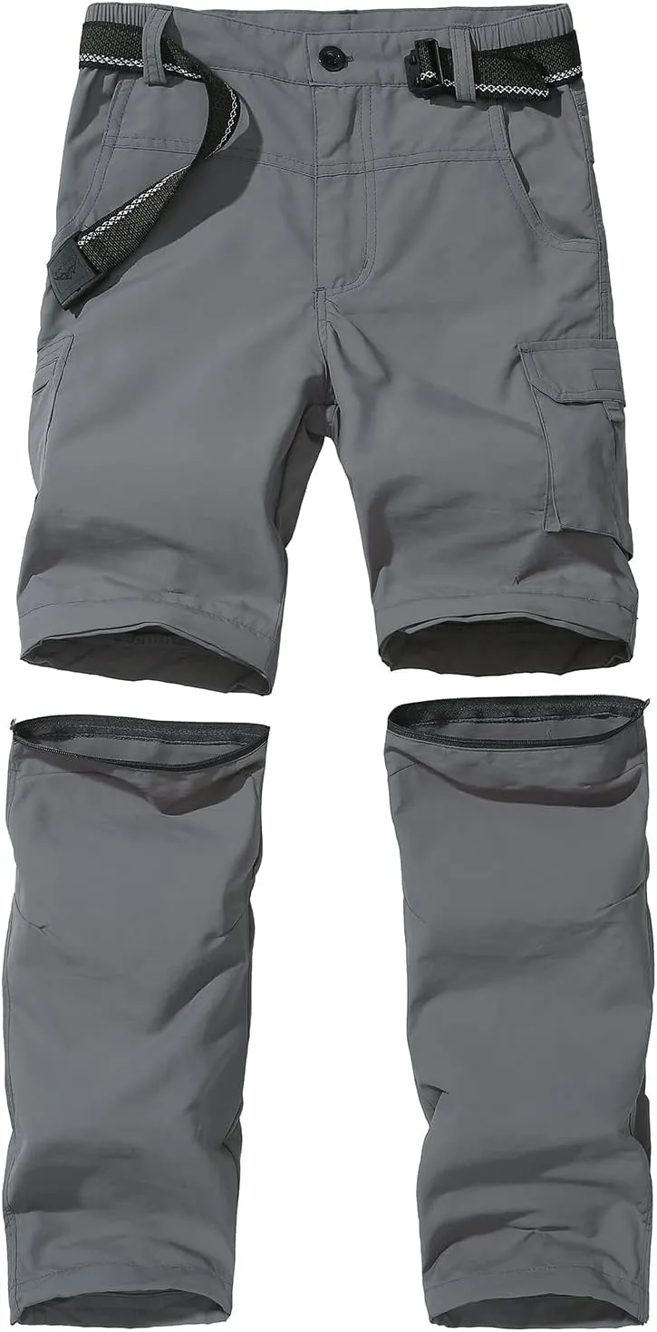 Boy??s Convertible Hiking Pants Lightweight Quick Dry Zip Off Pants for Kids Youth Outdoor UPF 50  Casual Cargo Trousers