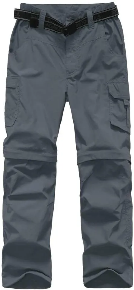 Boy??s Convertible Hiking Pants Lightweight Quick Dry Zip Off Pants for Kids Youth Outdoor UPF 50  Casual Cargo Trousers
