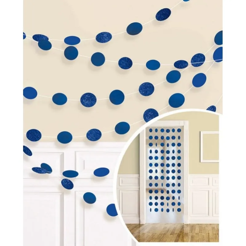 Bright Royal Blue String Decorations Glitter Round 7ft 6pk