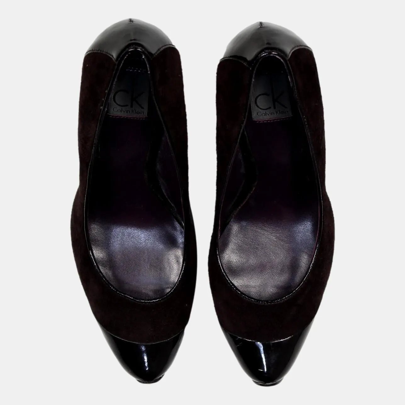 Calvin Klein Suede High Heels with Patent Toe