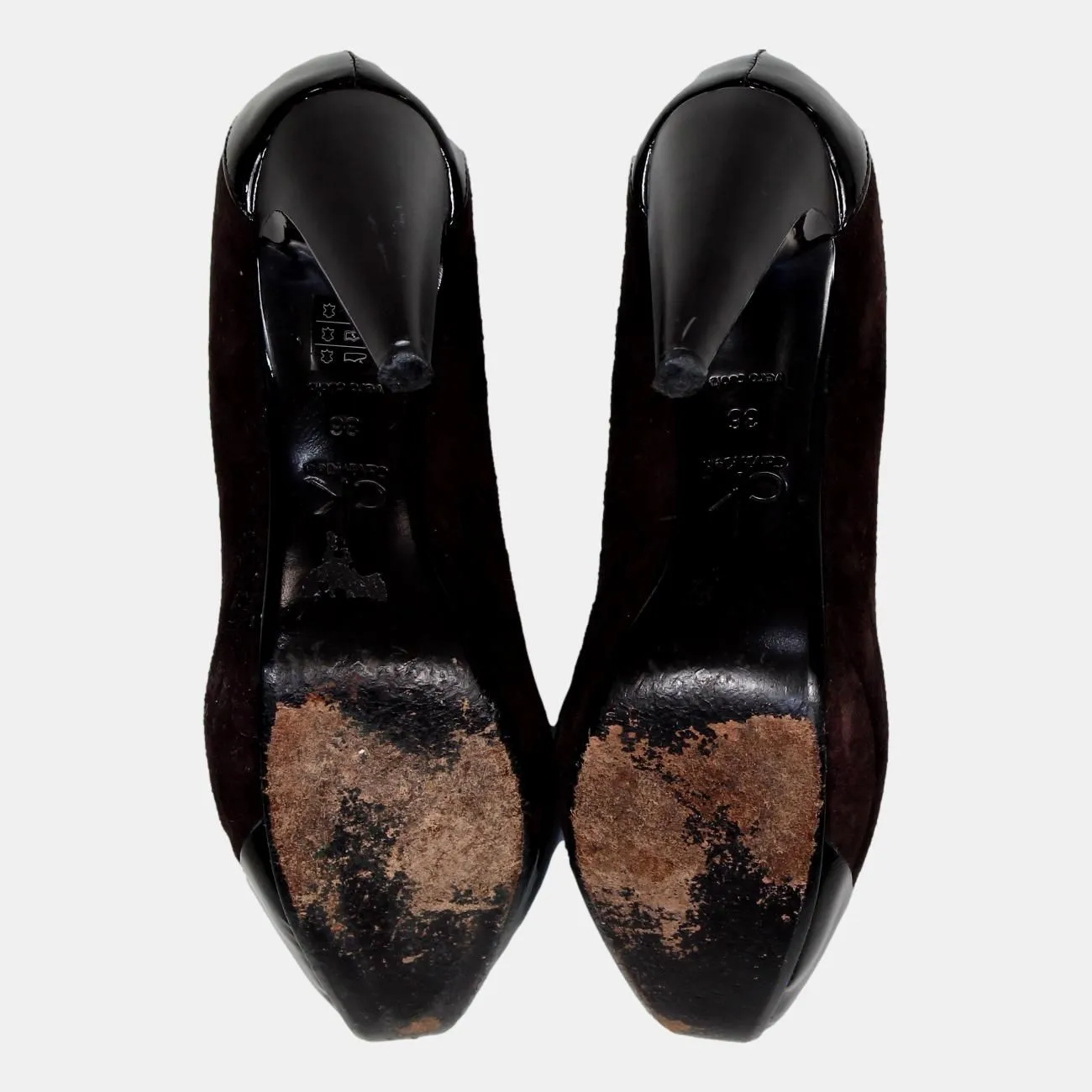 Calvin Klein Suede High Heels with Patent Toe