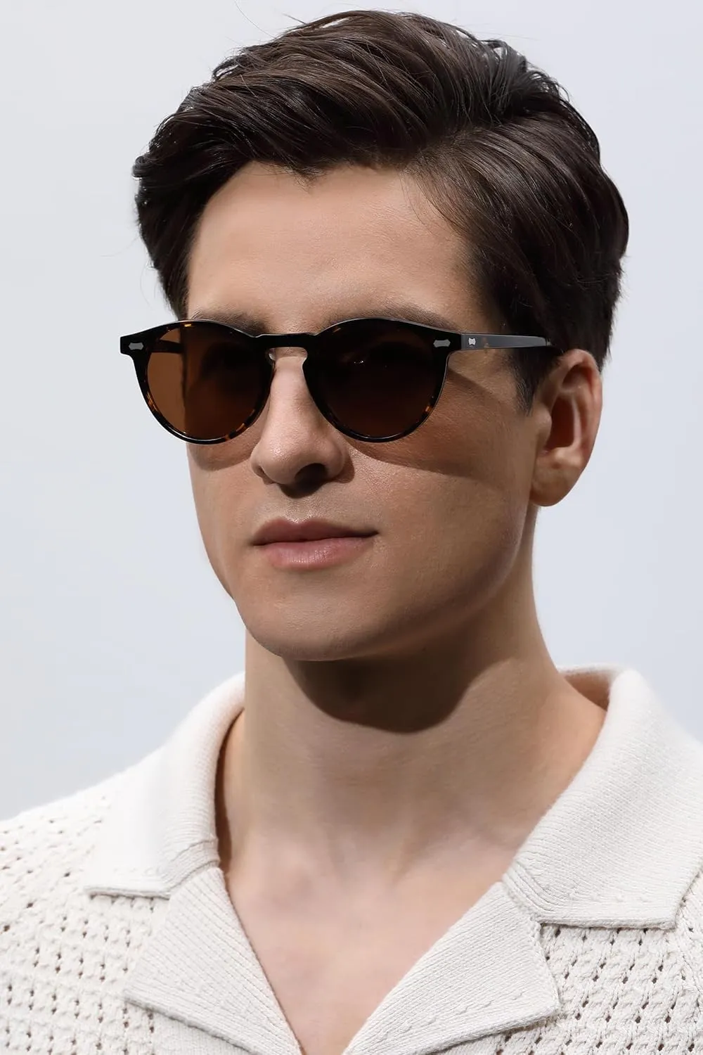 CARFIA Acetate Polarized Sunglasses for Men Retro Classic Round Shades