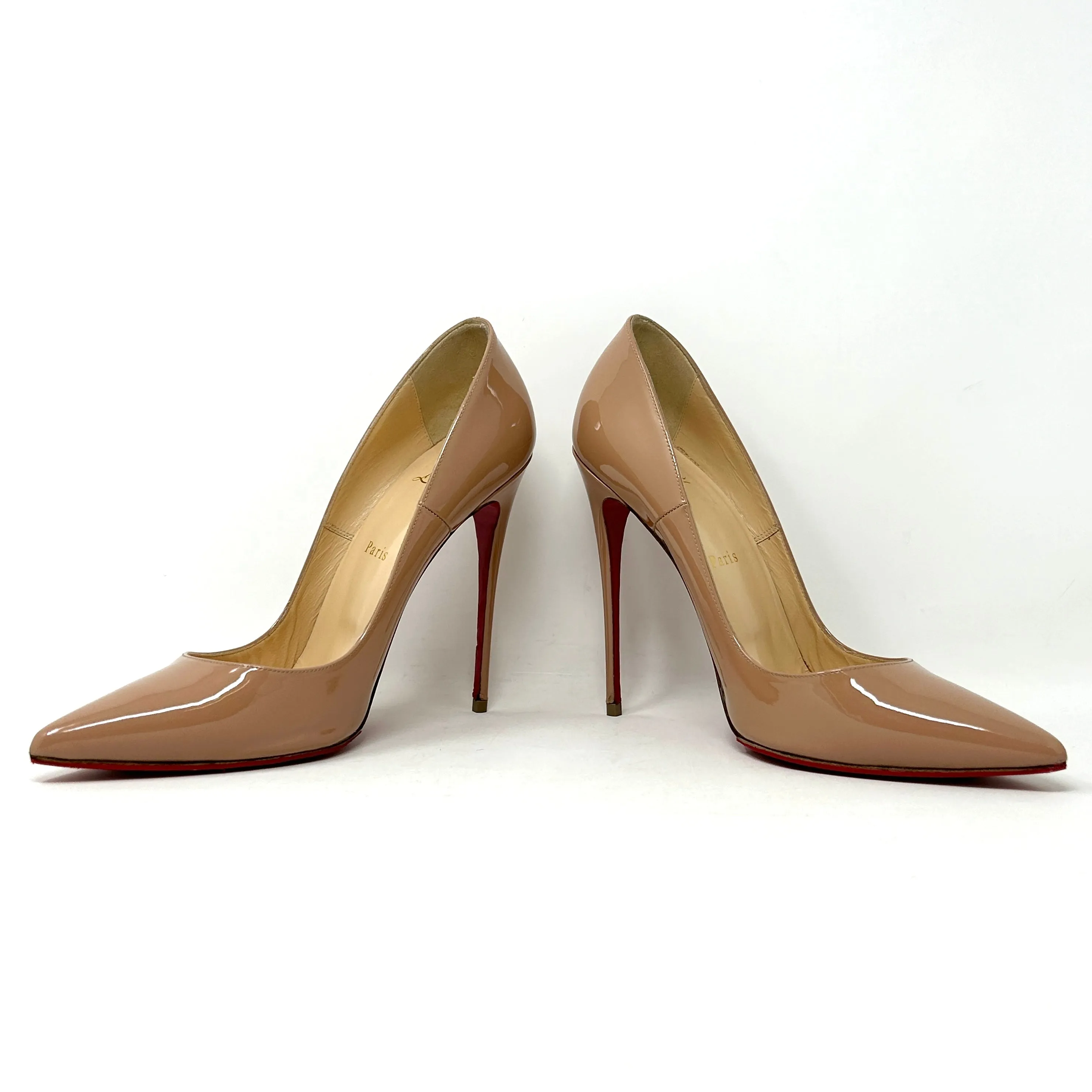 Christian Louboutin So Kate 120 Nude Patent Leather Pump Heels 40 UK 7