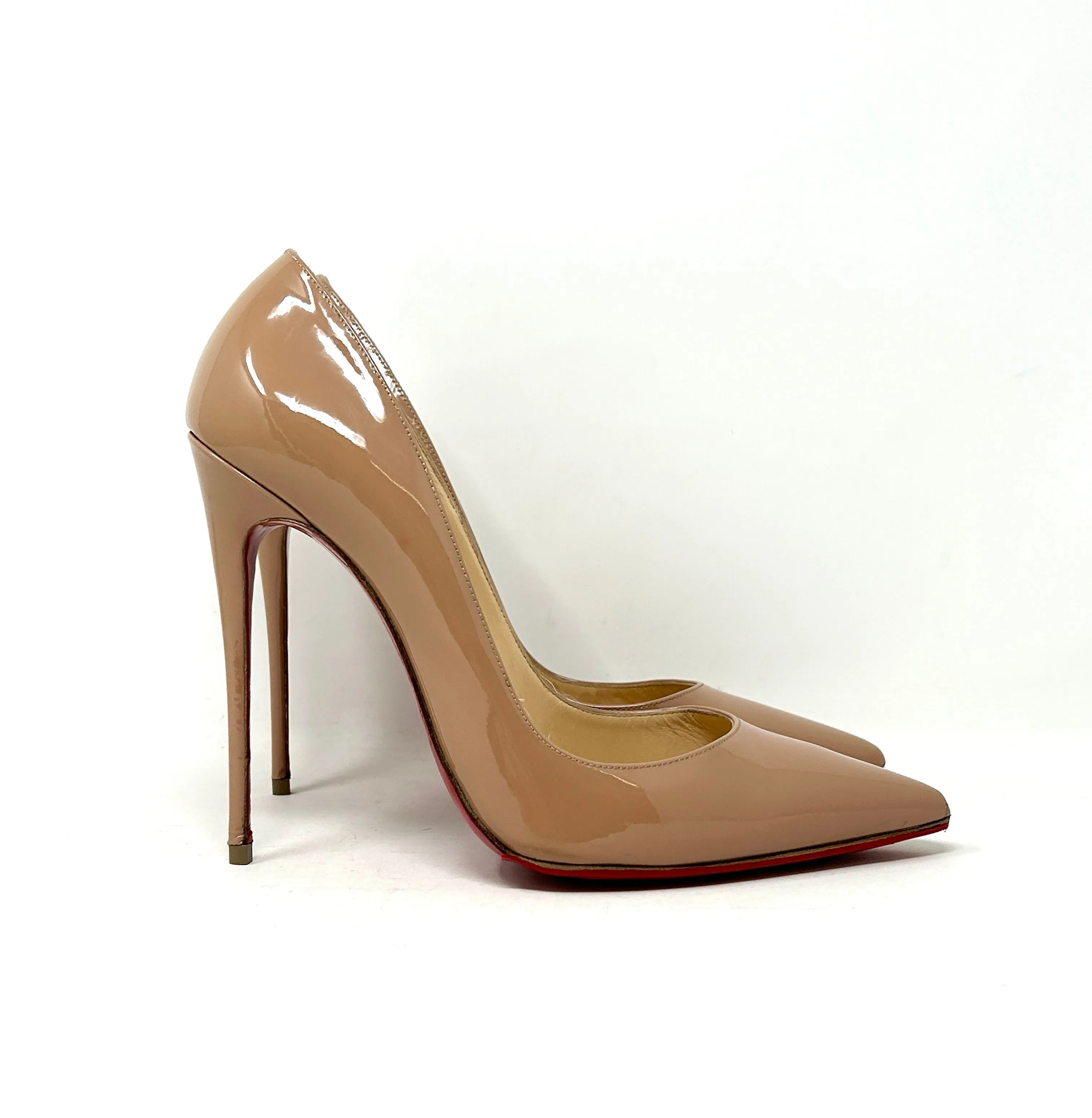Christian Louboutin So Kate 120 Nude Patent Leather Pump Heels 40 UK 7