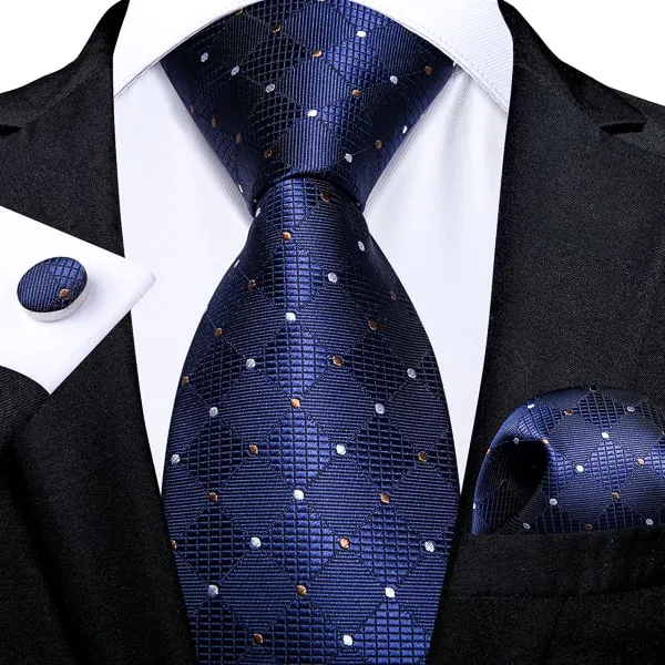 Classy Men Blue Designer Polka Dot Silk Tie