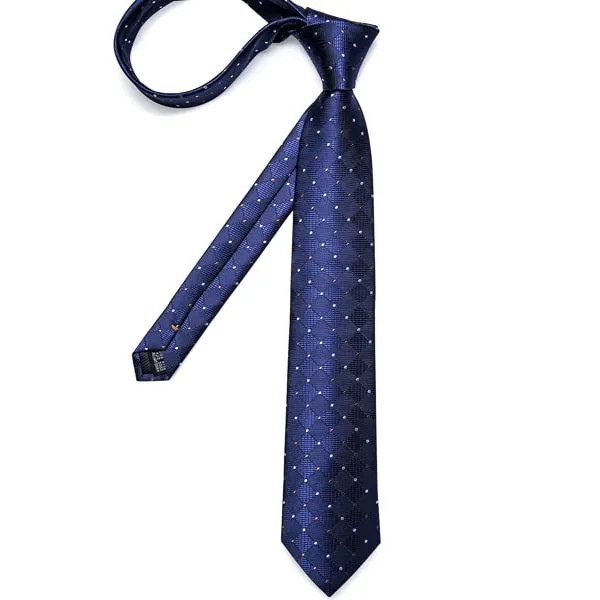 Classy Men Blue Designer Polka Dot Silk Tie