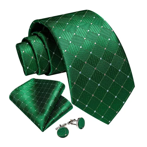 Classy Men Forest Green Polka Dot Silk Tie