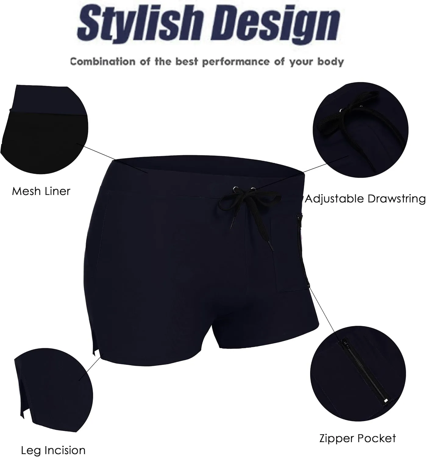 COOFANDY Mens Swim Trunks Swimwear Bathing Suit Swim Brief Square Leg Board Short S-3XL