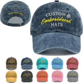 Custom Embroidered Hats, Personalized Baseball Caps with Logo Text, Customized Embroidered Baseball Hat Gifts for Men Women