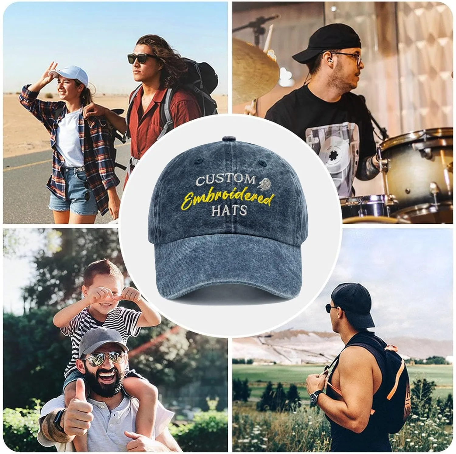 Custom Embroidered Hats, Personalized Baseball Caps with Logo Text, Customized Embroidered Baseball Hat Gifts for Men Women