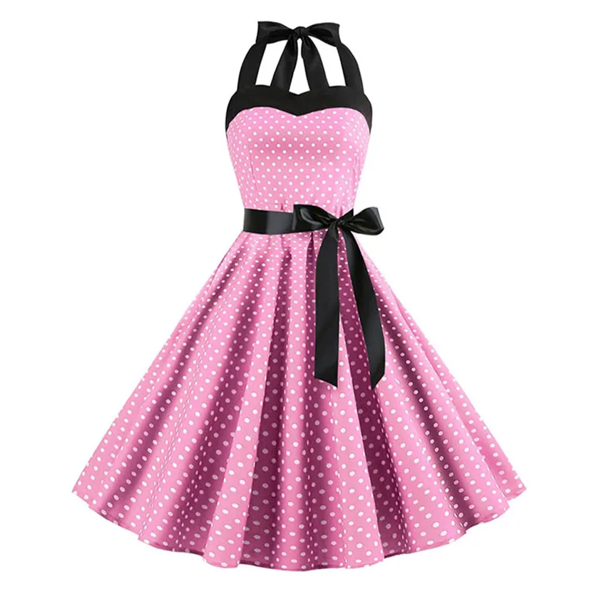 Funki Buys | Dresses | Women's Polka Dot Swing Halter Dress