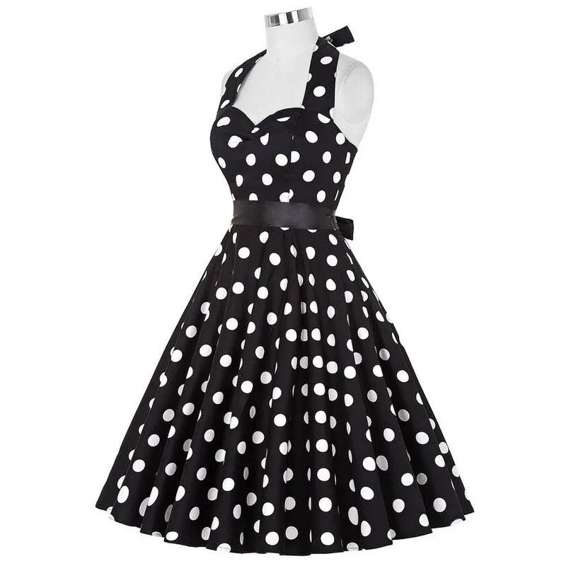 Funki Buys | Dresses | Women's Polka Dot Swing Halter Dress
