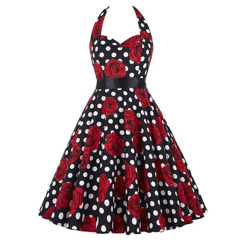 Funki Buys | Dresses | Women's Polka Dot Swing Halter Dress