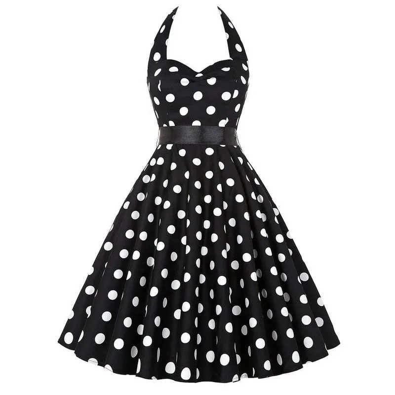 Funki Buys | Dresses | Women's Polka Dot Swing Halter Dress