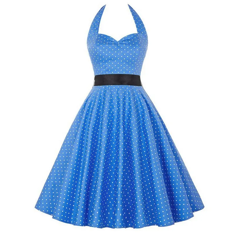 Funki Buys | Dresses | Women's Polka Dot Swing Halter Dress