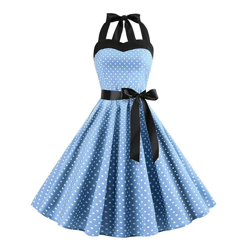 Funki Buys | Dresses | Women's Polka Dot Swing Halter Dress