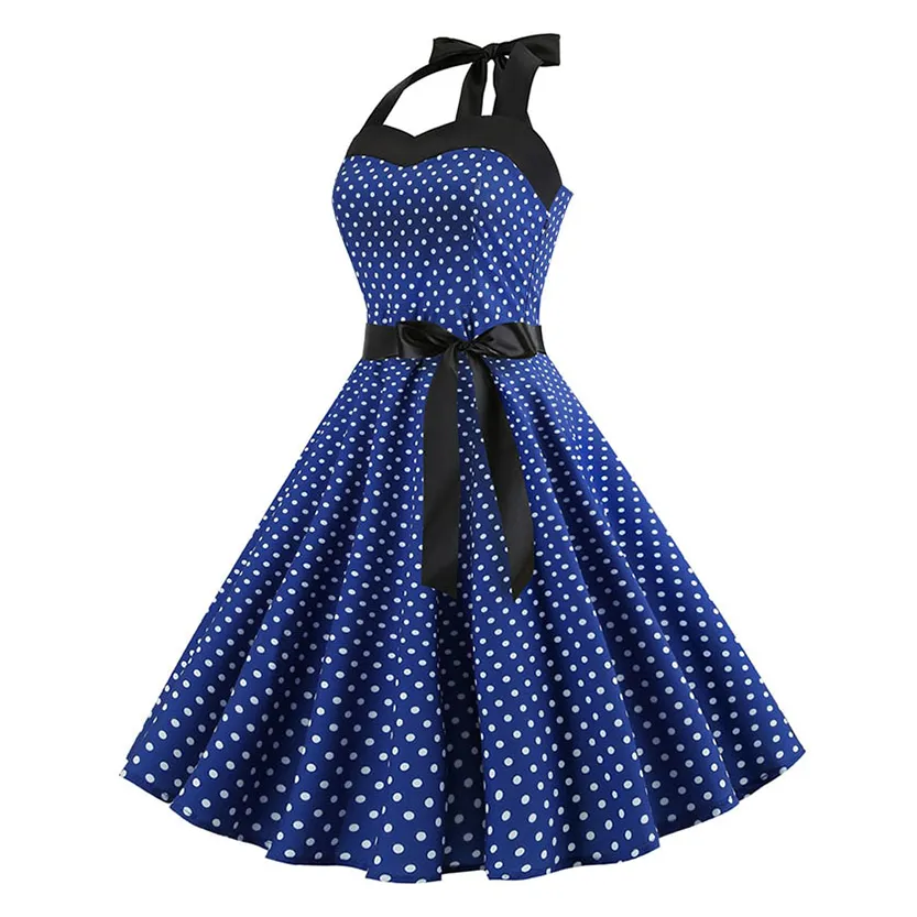 Funki Buys | Dresses | Women's Polka Dot Swing Halter Dress