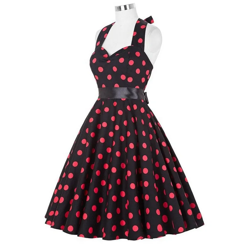 Funki Buys | Dresses | Women's Polka Dot Swing Halter Dress
