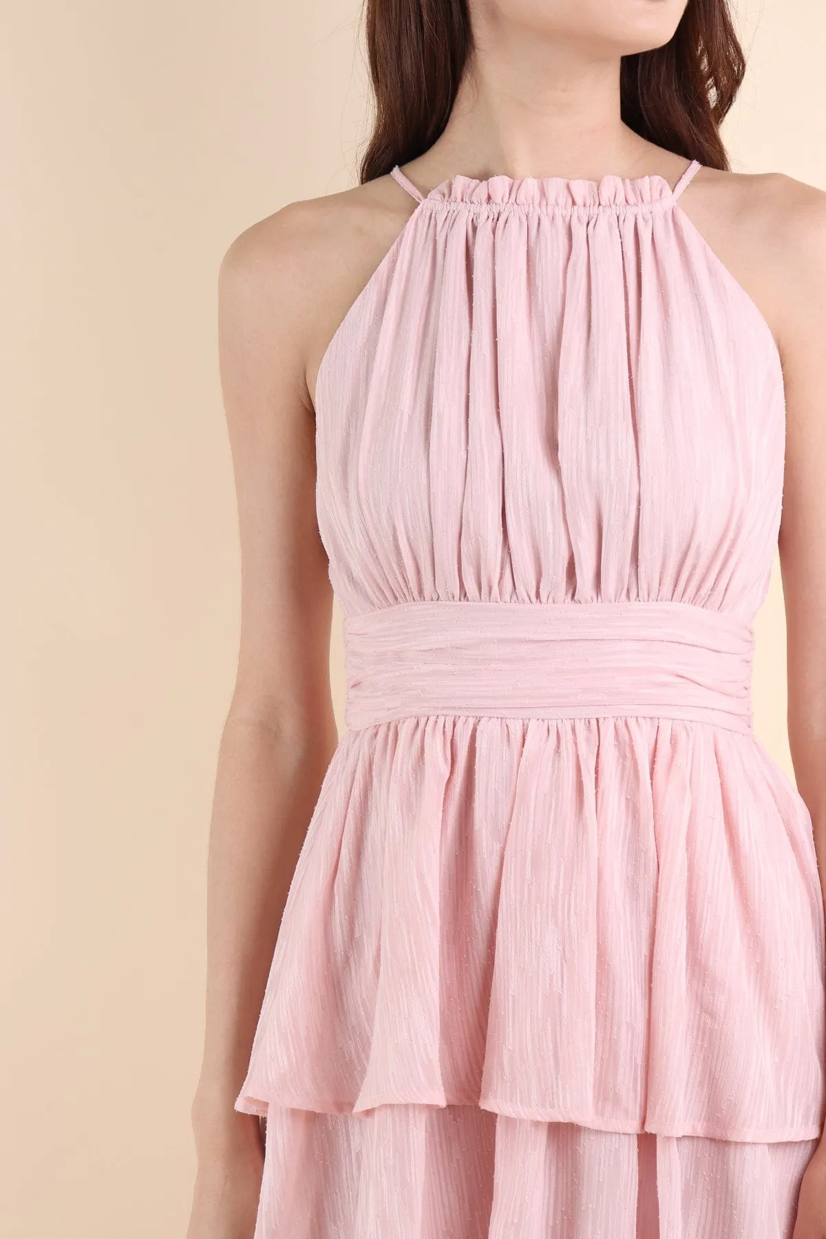 GRACELYN V2 CREPE DRESS IN NUDE PINK