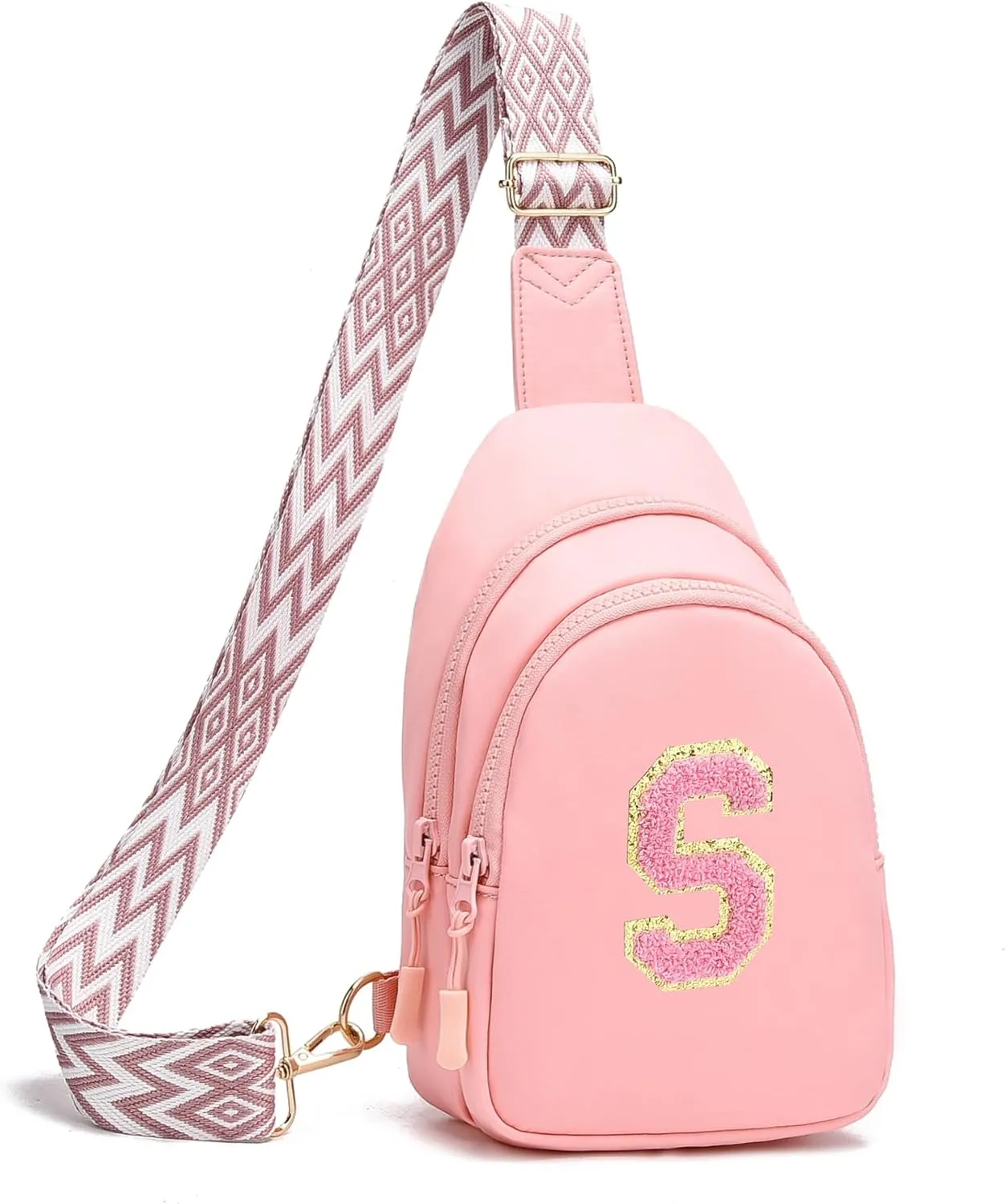 I IHAYNER Girls Sling Bag Fanny Pack Crossbody Bags with Initial Letter for Teen Girls Gift Trendy Stuff Chest Bag for Travel (Pink-S??