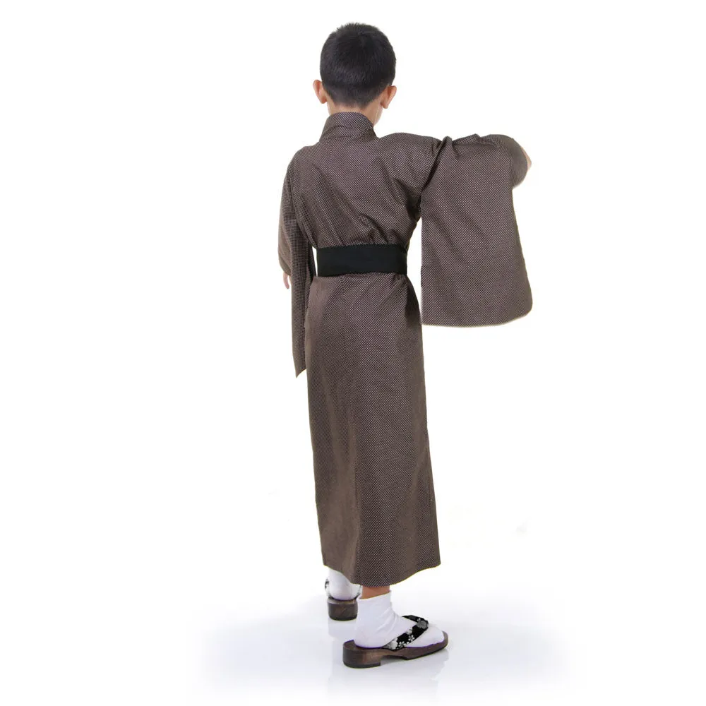 Kitsune Brown Japanese Boys Kimono Robe Costume