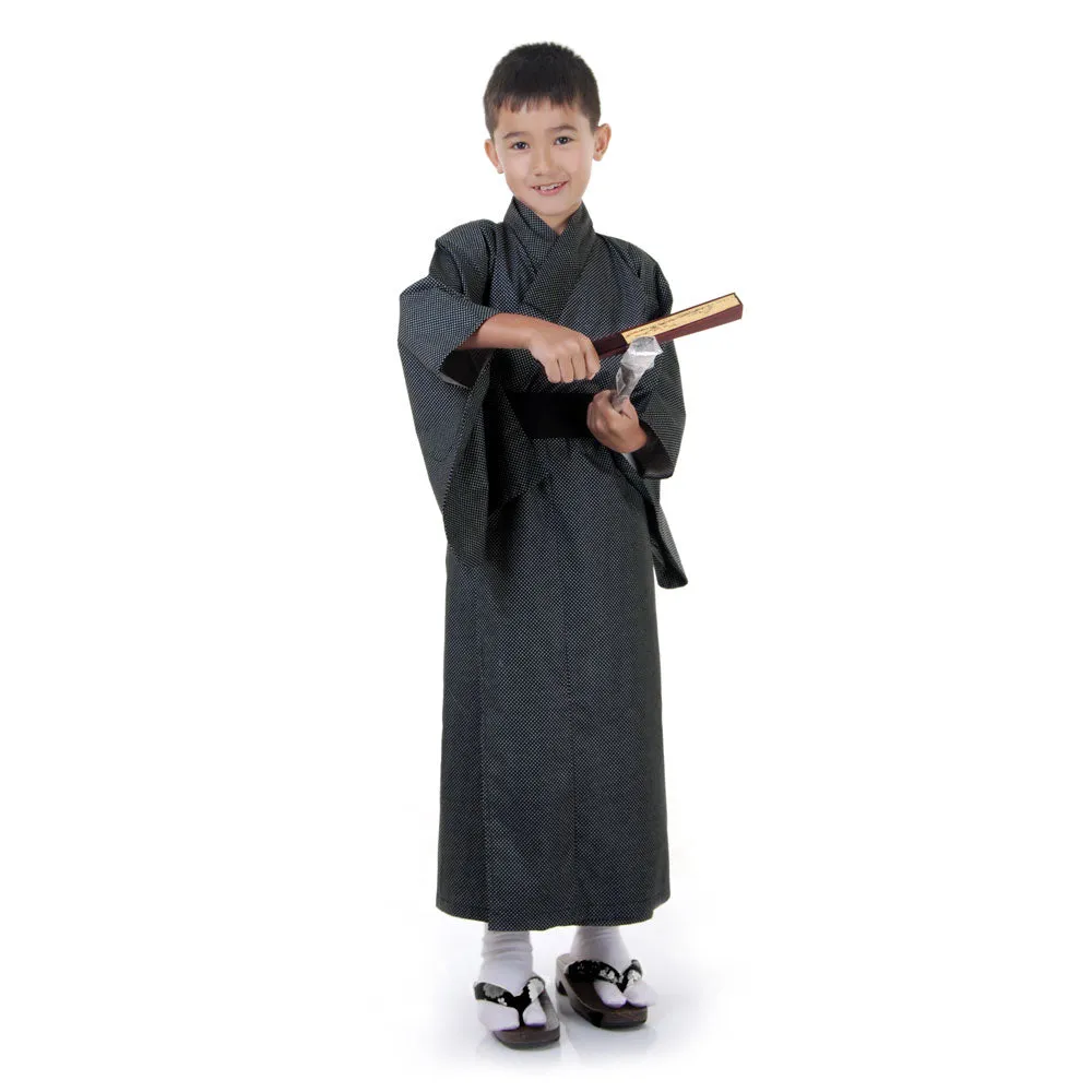 Kitsune Brown Japanese Boys Kimono Robe Costume