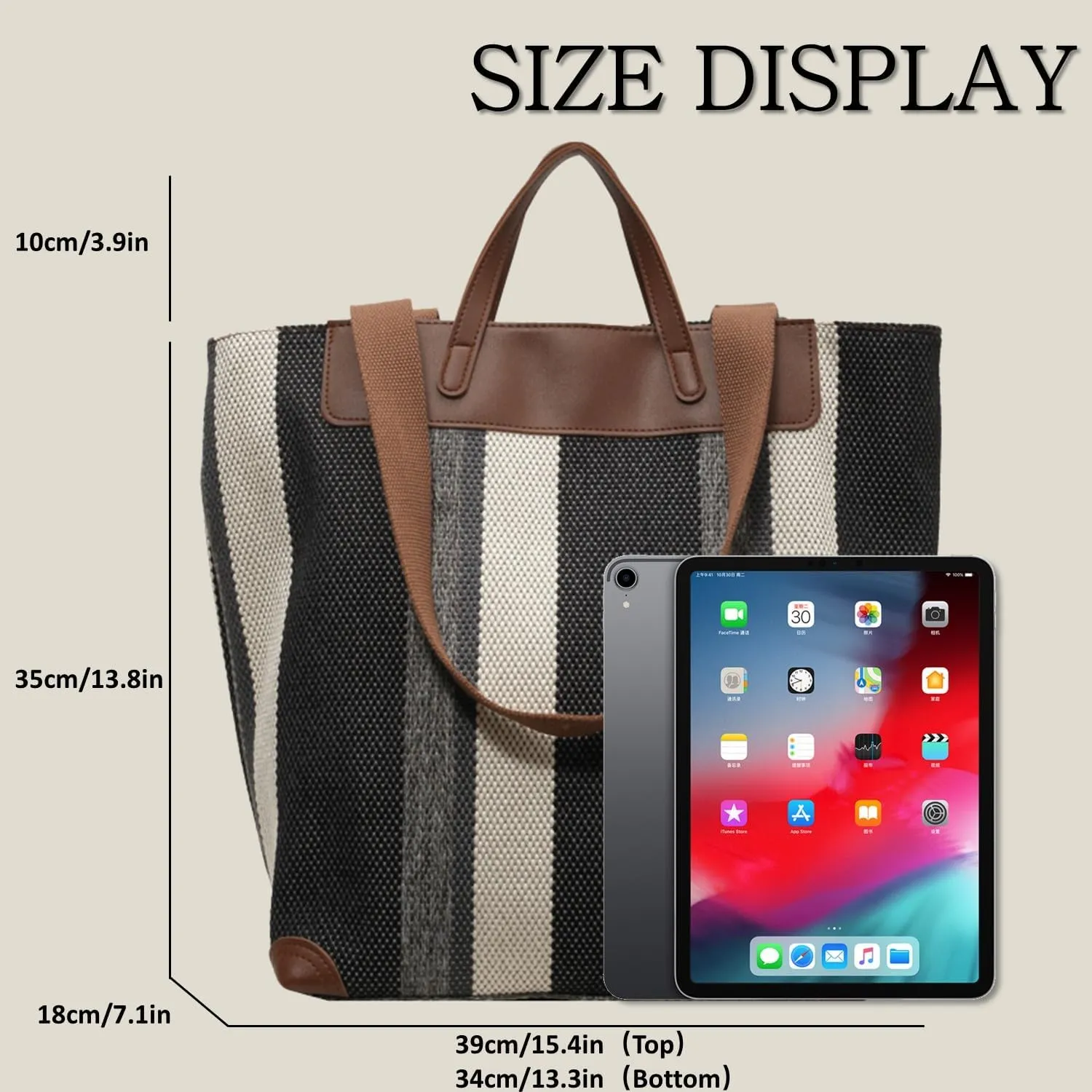 Large Women's Work Tote Bag ?C Laptop Compartment,Canvas Shoulder Bag for Office & Daily Use,Tote Bag with Spacious Storage