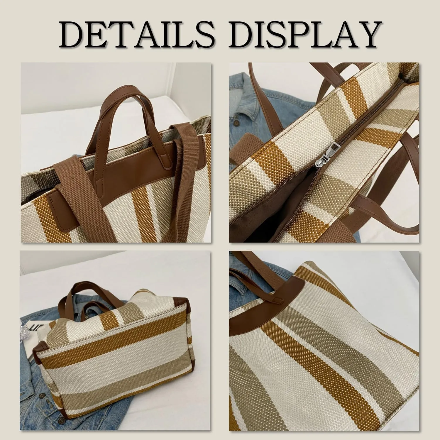 Large Women's Work Tote Bag ?C Laptop Compartment,Canvas Shoulder Bag for Office & Daily Use,Tote Bag with Spacious Storage