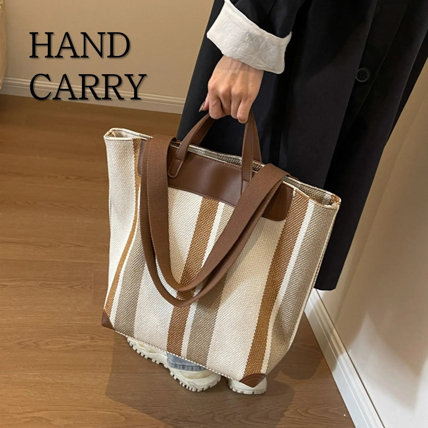 Large Women's Work Tote Bag ?C Laptop Compartment,Canvas Shoulder Bag for Office & Daily Use,Tote Bag with Spacious Storage