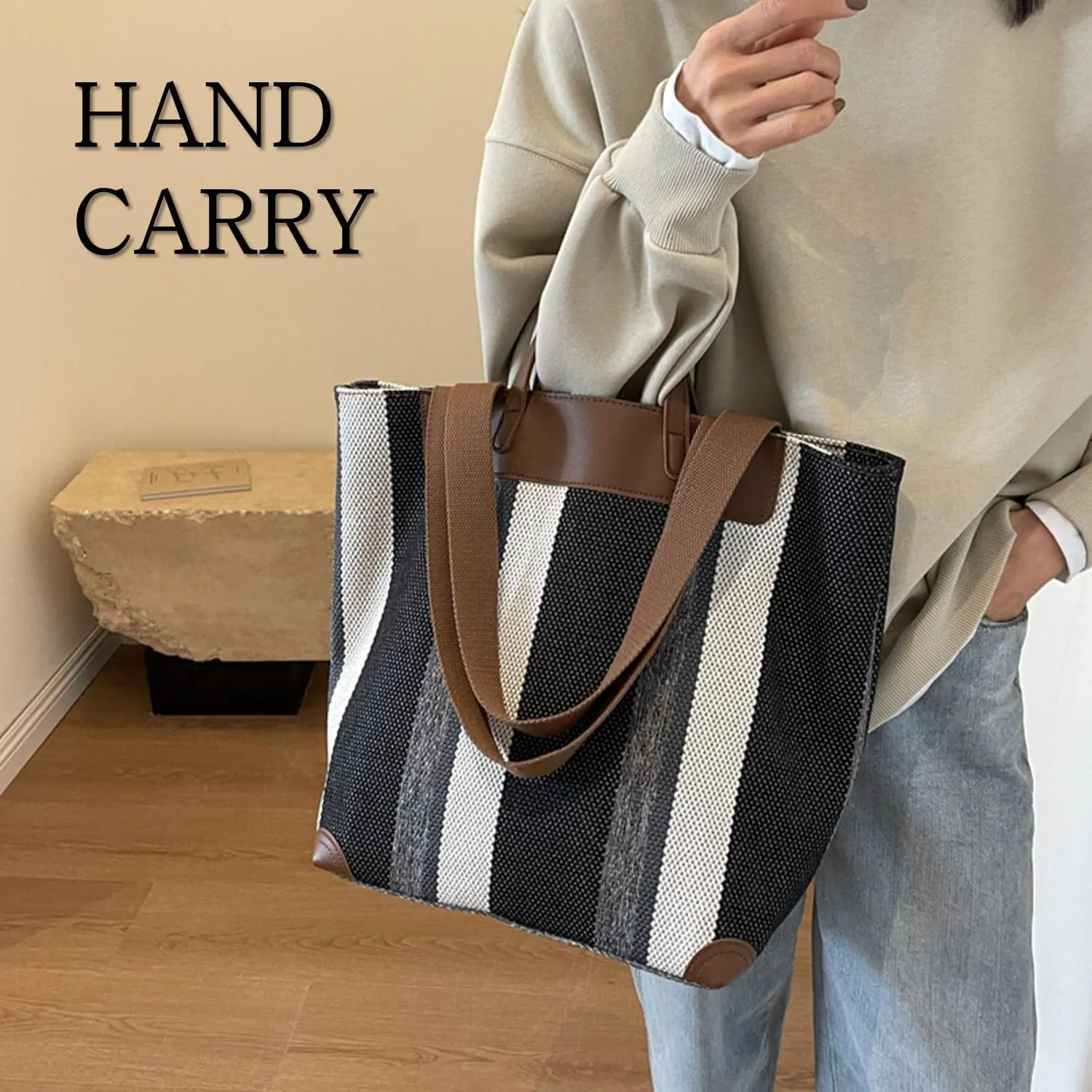 Large Women's Work Tote Bag ?C Laptop Compartment,Canvas Shoulder Bag for Office & Daily Use,Tote Bag with Spacious Storage