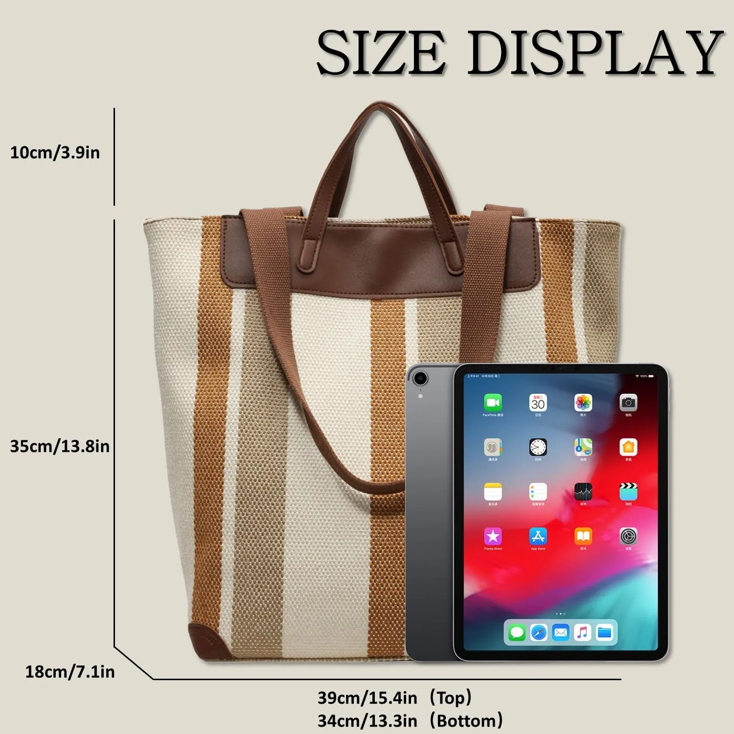 Large Women's Work Tote Bag ?C Laptop Compartment,Canvas Shoulder Bag for Office & Daily Use,Tote Bag with Spacious Storage