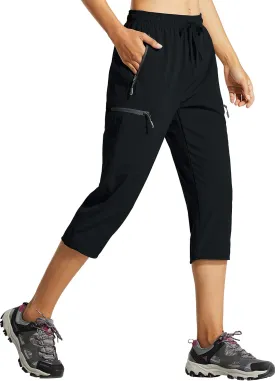 Libin Women's Capri Pants Lightweight Quick Dry Cargo Hiking Capris Travel Casual Outdoor Zipper Pockets