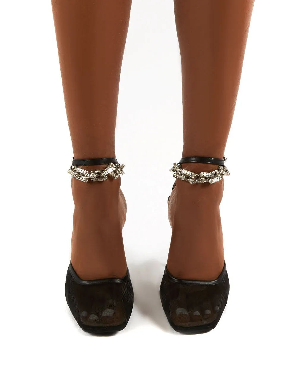 Macie Black Mesh Anklet Detail Stiletto Heels