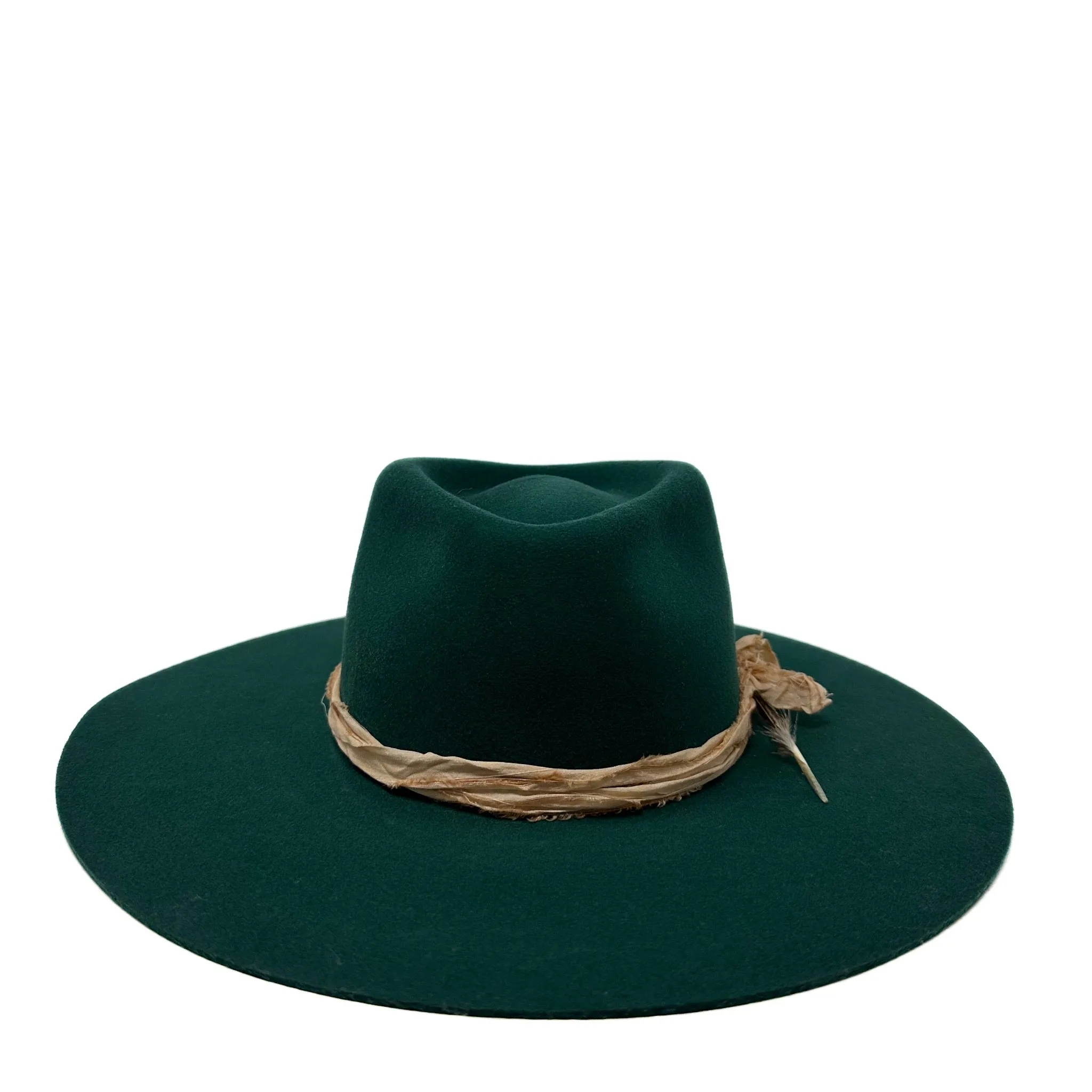 Montana fedora in emerald green with vintage silks