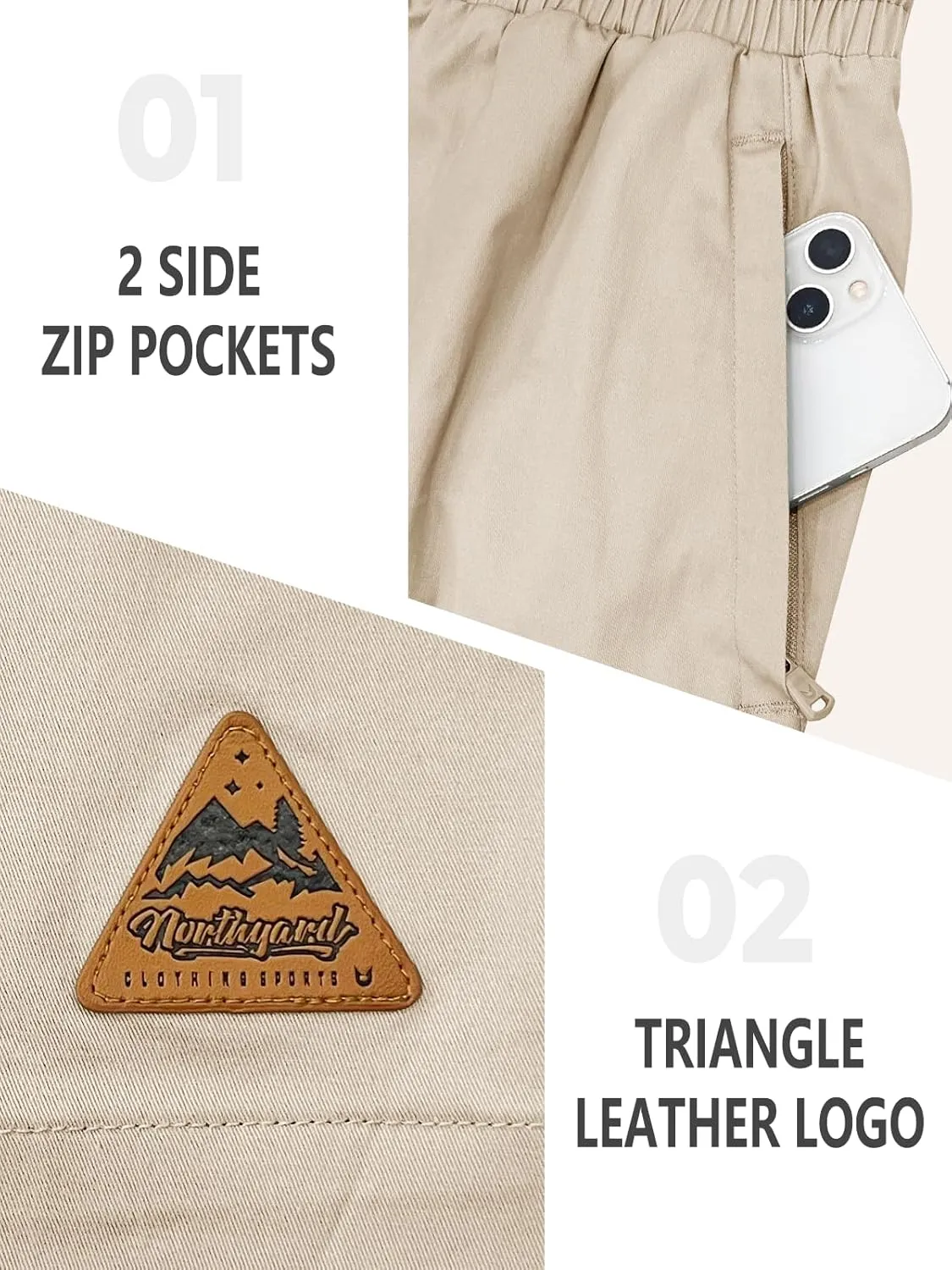 NORTHYARD Men's Casual Shorts-Cotton 9" Golf Work Summer Beach Hiking Shorts with Pockets