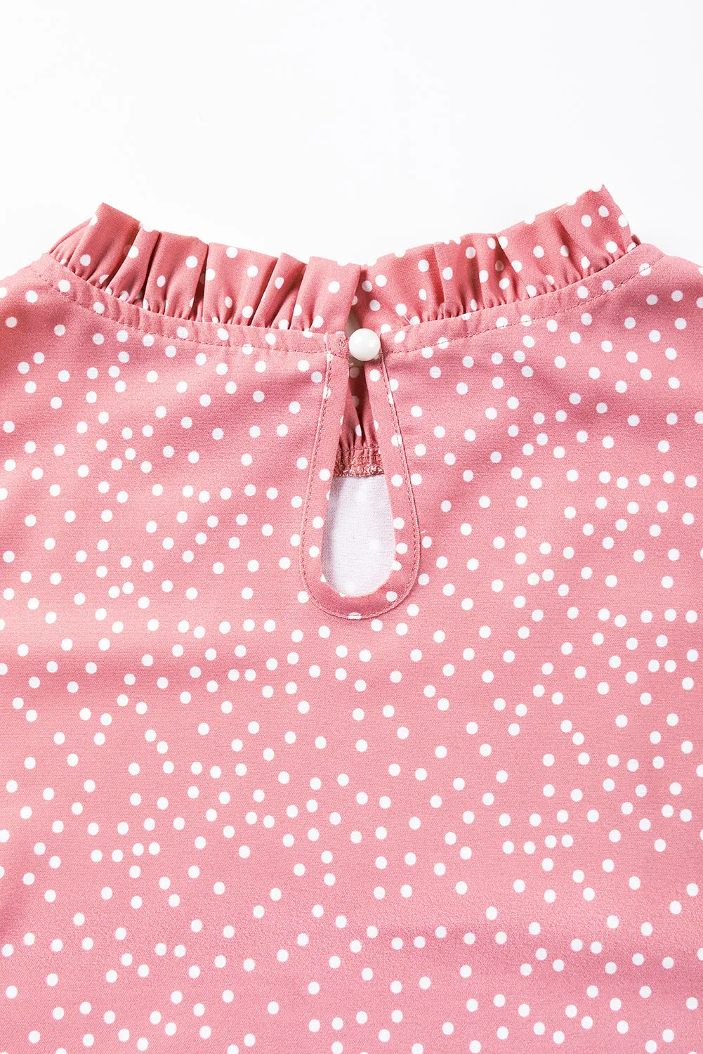 Pink Polka Dot Frilled Neck Ruffle Trim Blouse – Pretty in Pink, Ruffles for Days 💖