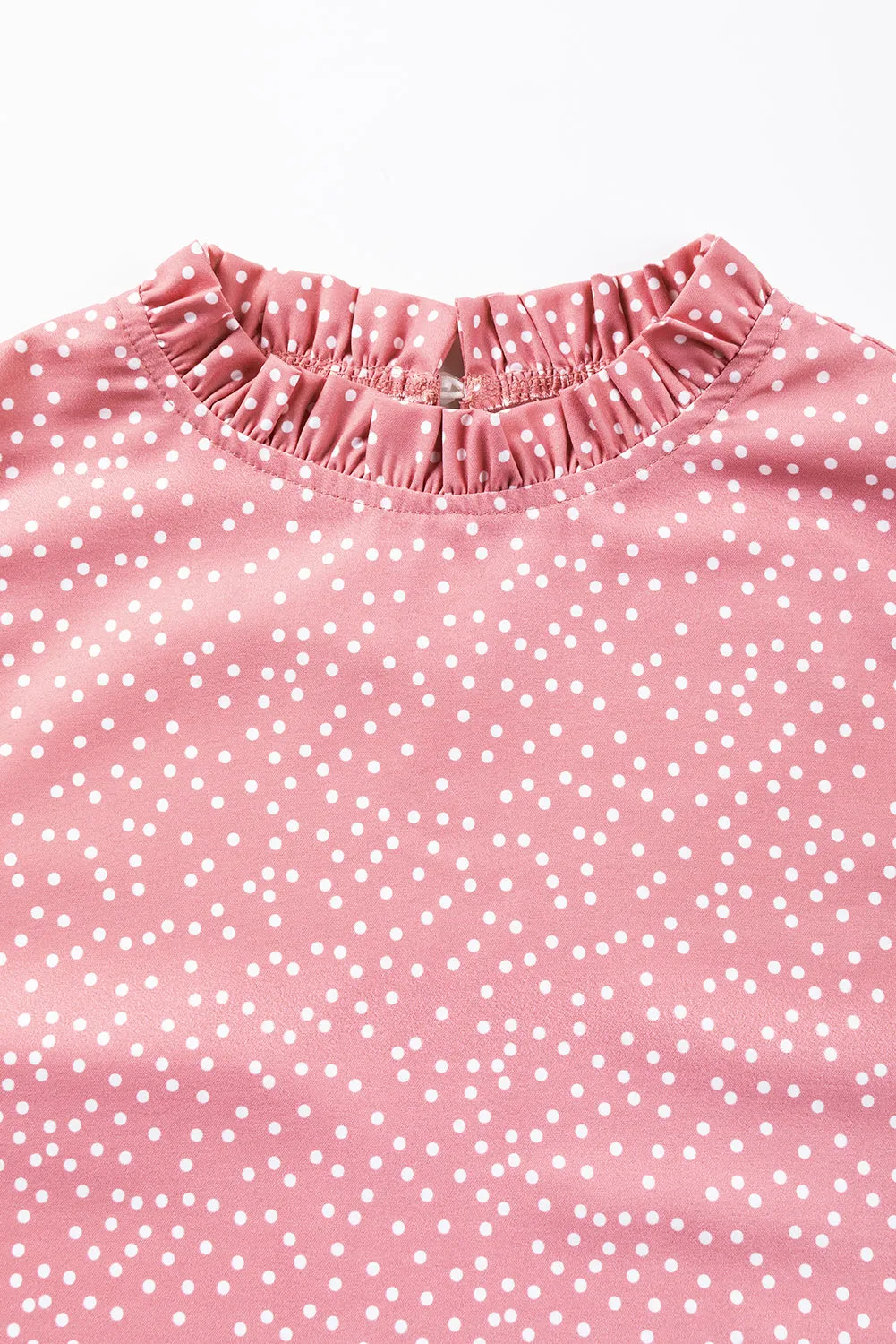 Pink Polka Dot Frilled Neck Ruffle Trim Blouse – Pretty in Pink, Ruffles for Days 💖