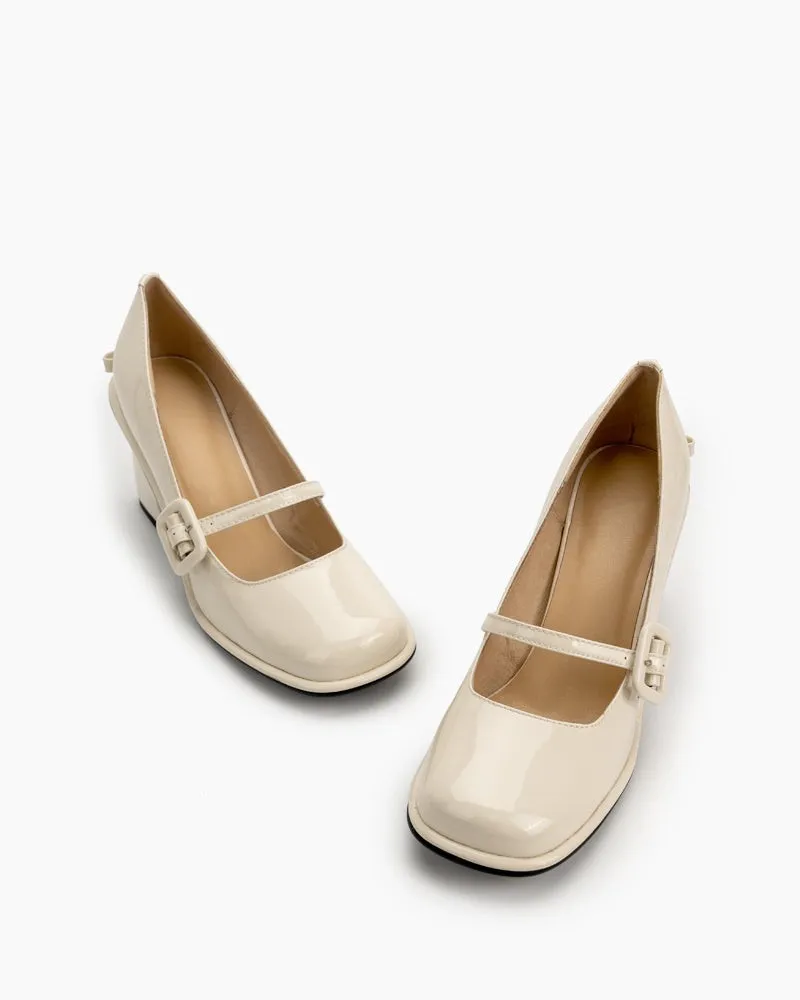 Platform Chunky Heels Square Toe Block Heel Mary Jane Pumps