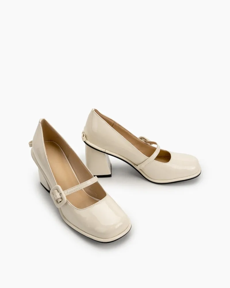 Platform Chunky Heels Square Toe Block Heel Mary Jane Pumps