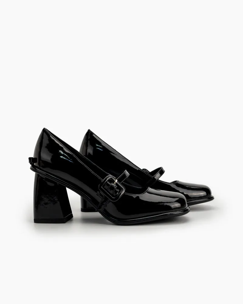 Platform Chunky Heels Square Toe Block Heel Mary Jane Pumps