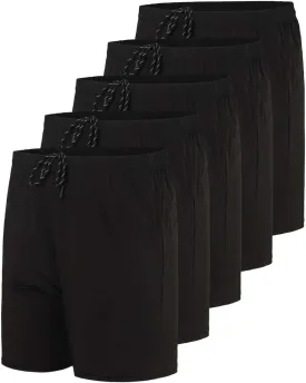Real Essentials 5 Pack: Men's 5" Inseam Dry-Fit Running Workout Shorts - Pockets & Drawstring (Available in Big & Tall)