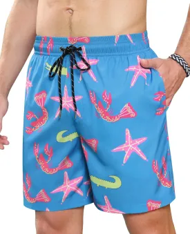 Swim Trunks Mens 7 Inch Bathing Suit with Mesh Liner Men's Stretch Swimwear Quick Dry Swimsuit Beach Shorts