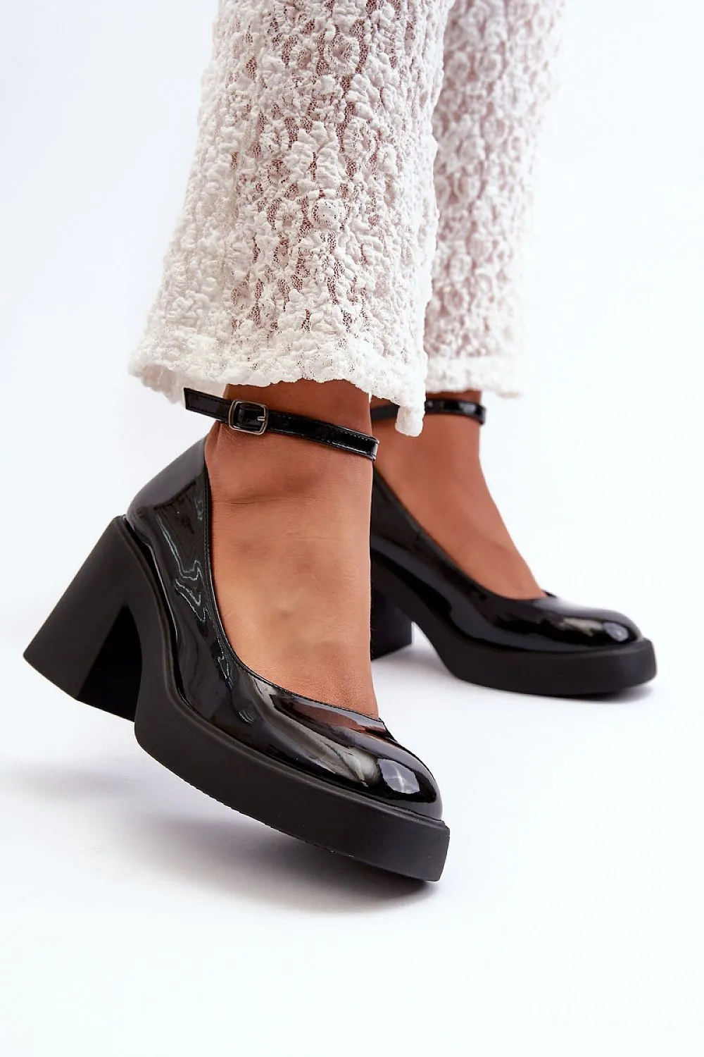 TEEK - Heeled Ankle Bumped Toe Pumps